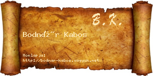 Bodnár Kabos névjegykártya